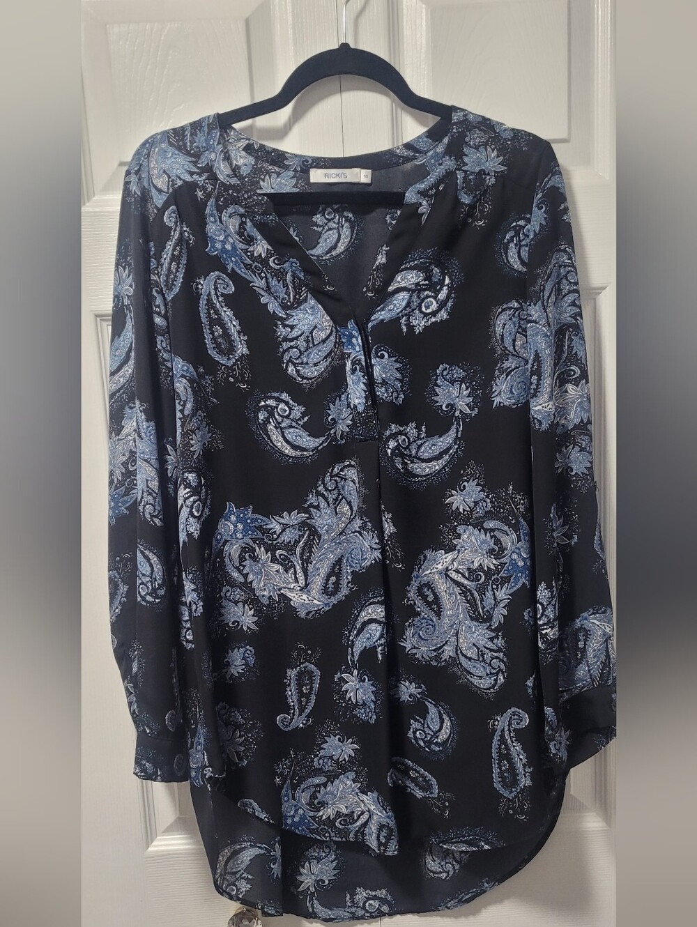 Ricki's Blue Paisley V-Neck Tunic Blouse